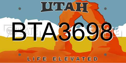 BTA3698 Utah License Plate