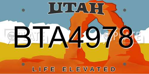 BTA4978 Utah License Plate