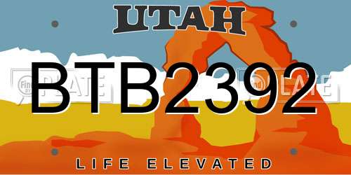 BTB2392 Utah License Plate