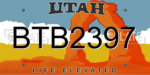 BTB2397 Utah License Plate