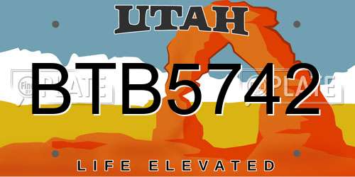 BTB5742 Utah License Plate