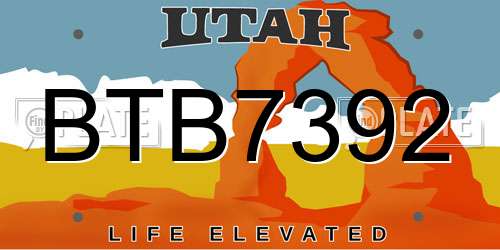 BTB7392 Utah License Plate