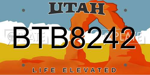 BTB8242 Utah License Plate