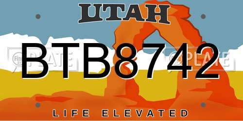 BTB8742 Utah License Plate