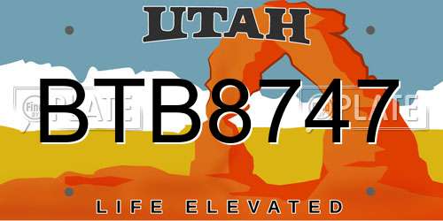 BTB8747 Utah License Plate