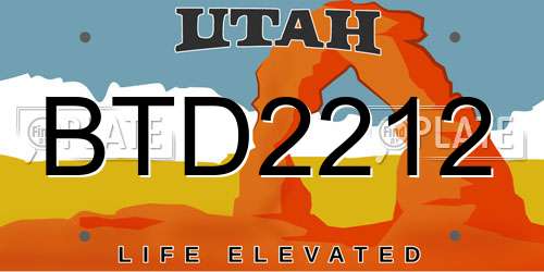 BTD2212 Utah License Plate