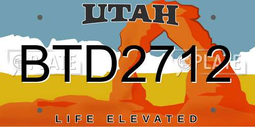 BTD2712 Utah License Plate