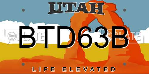 BTD63B Utah License Plate