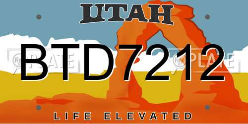 BTD7212 Utah License Plate