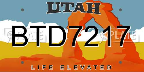 BTD7217 Utah License Plate