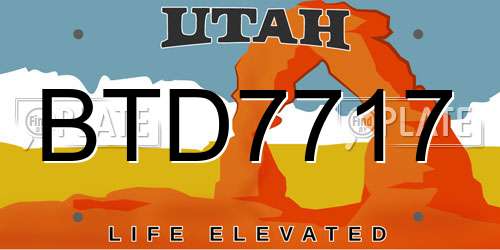 BTD7717 Utah License Plate