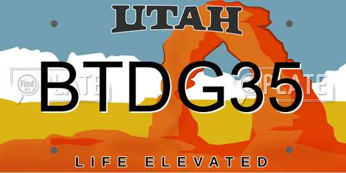 BTDG35 Utah License Plate