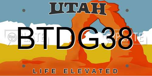 BTDG38 Utah License Plate