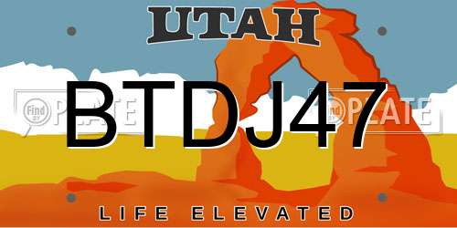 BTDJ47 Utah License Plate
