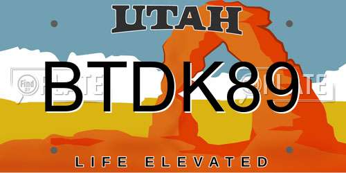 BTDK89 Utah License Plate