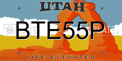 BTE55P Utah License Plate