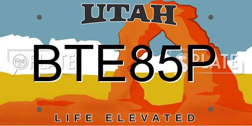 BTE85P Utah License Plate
