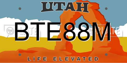 BTE88M Utah License Plate