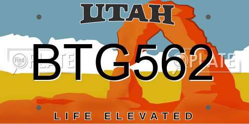 BTG562 Utah License Plate
