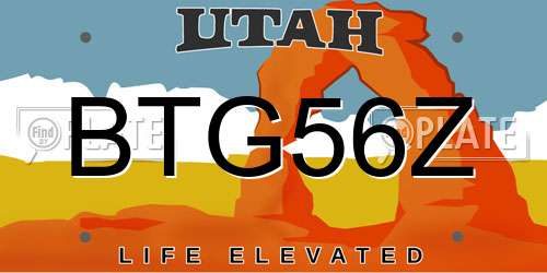 BTG56Z Utah License Plate
