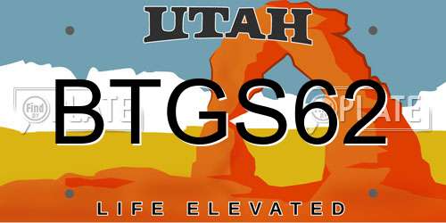 BTGS62 Utah License Plate