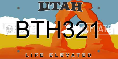 BTH321 Utah License Plate
