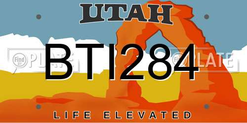 BTI284 Utah License Plate