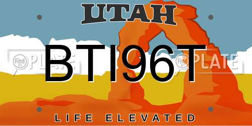 BTI96T Utah License Plate