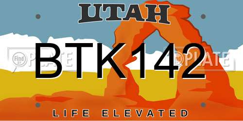 BTK142 Utah License Plate