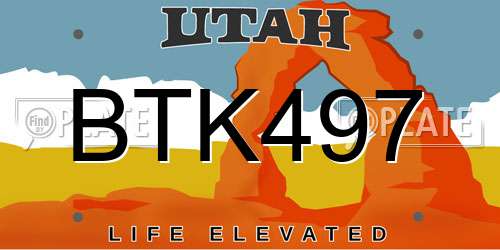 BTK497 Utah License Plate