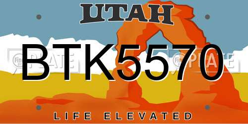 BTK5570 Utah License Plate