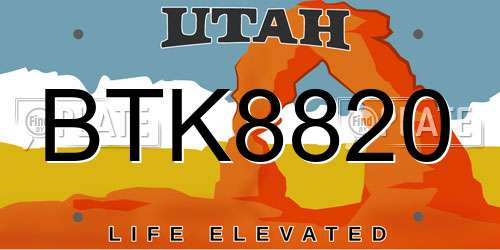 BTK8820 Utah License Plate