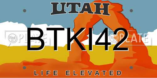 BTKI42 Utah License Plate