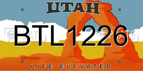 BTL1226 Utah License Plate