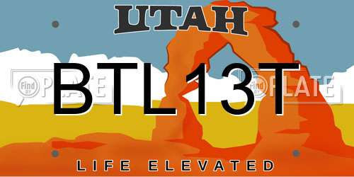 BTL13T Utah License Plate
