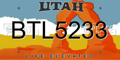 BTL5233 Utah License Plate