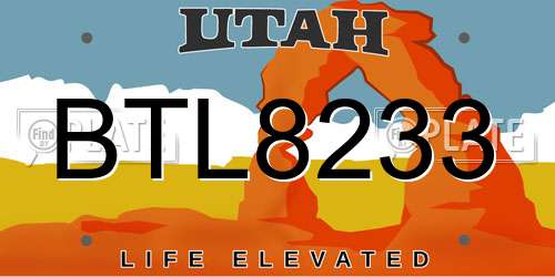 BTL8233 Utah License Plate