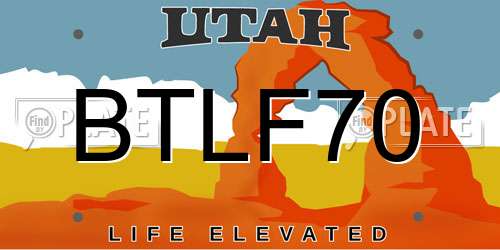 BTLF70 Utah License Plate