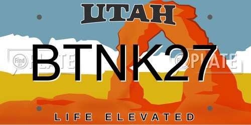 BTNK27 Utah License Plate
