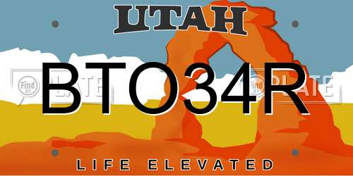BTO34R Utah License Plate