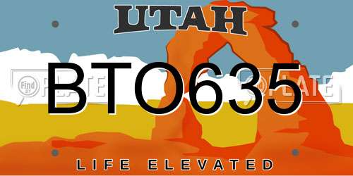 BTO635 Utah License Plate