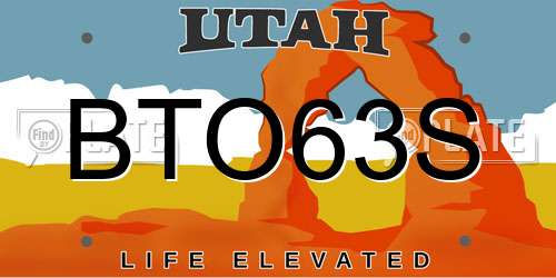 BTO63S Utah License Plate