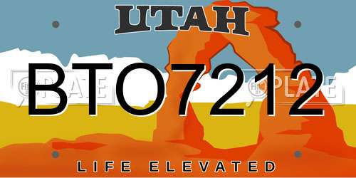 BTO7212 Utah License Plate