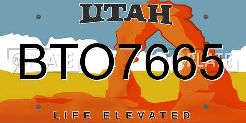 BTO7665 Utah License Plate