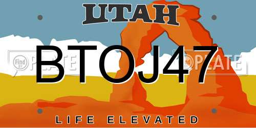 BTOJ47 Utah License Plate
