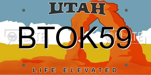 BTOK59 Utah License Plate