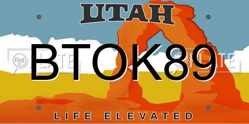 BTOK89 Utah License Plate