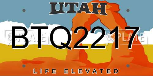 BTQ2217 Utah License Plate