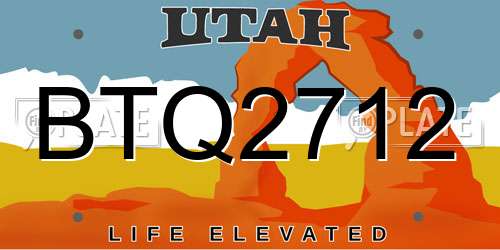 BTQ2712 Utah License Plate