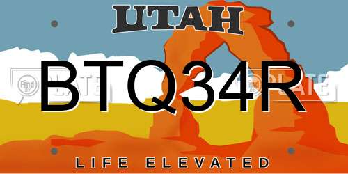 BTQ34R Utah License Plate